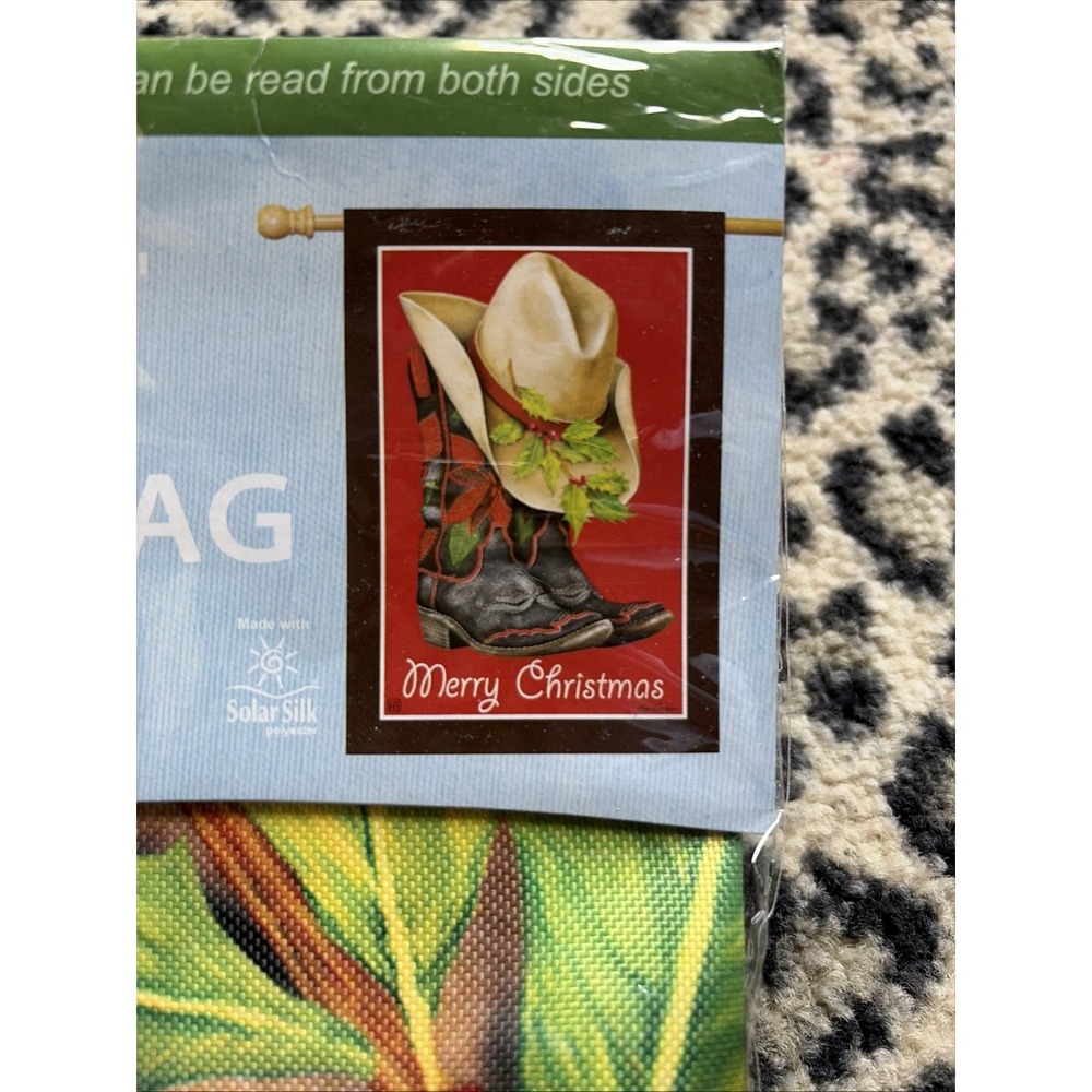 Cowboy Merry Country Christmas BreezeArt Premium Standard Flag 28x40"Hat & Boots